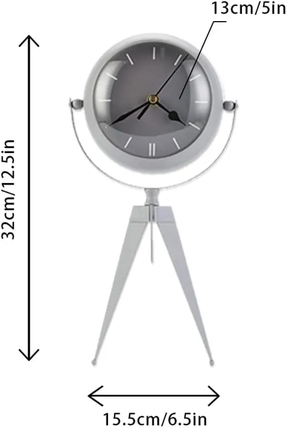 JUXORI Metal Clock for Bedroom High Simple Modern Desk Clock with Curved Glass for Living Room Bedside Bedroom Office Livng Room Desktop Countertop