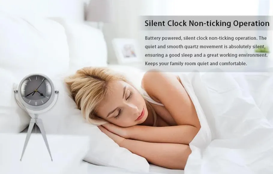 JUXORI Metal Clock for Bedroom High Simple Modern Desk Clock with Curved Glass for Living Room Bedside Bedroom Office Livng Room Desktop Countertop