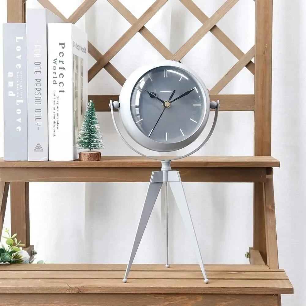 JUXORI Metal Clock for Bedroom High Simple Modern Desk Clock with Curved Glass for Living Room Bedside Bedroom Office Livng Room Desktop Countertop
