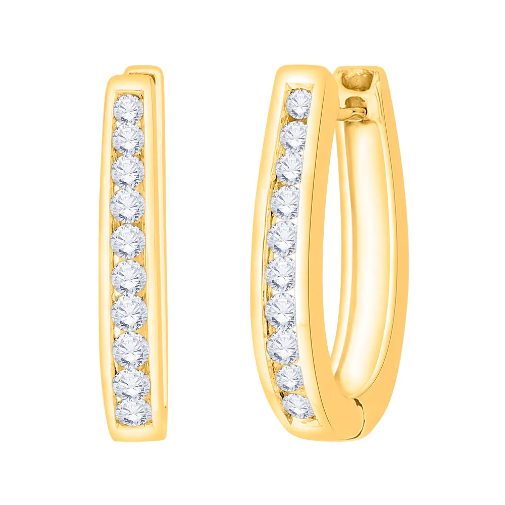 KATARINA 1/2 cttw Channel Set U-Shape Diamond Hoop Earrings