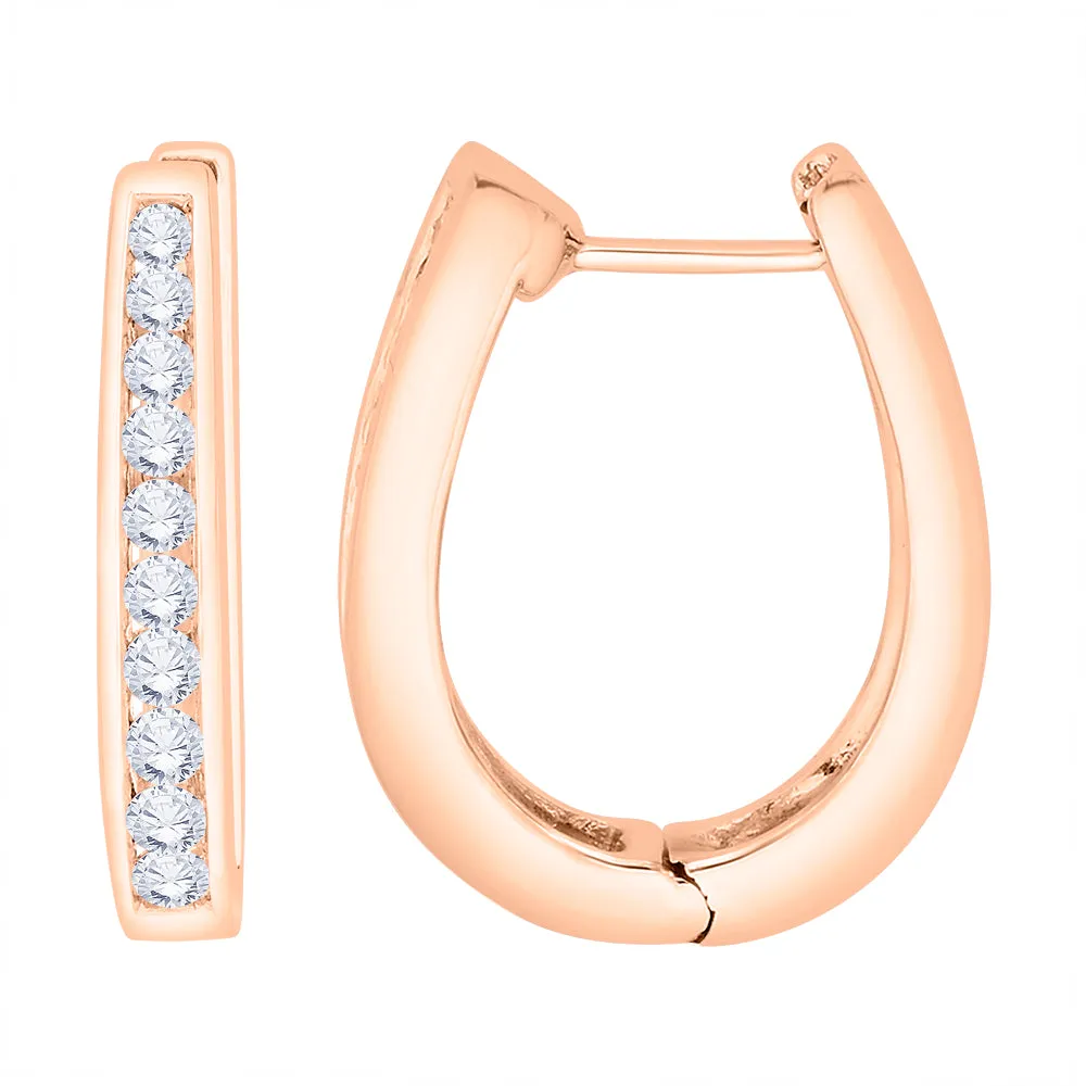 KATARINA 1/2 cttw Channel Set U-Shape Diamond Hoop Earrings