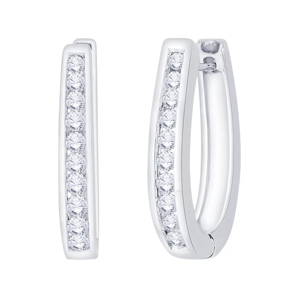 KATARINA 1/2 cttw Channel Set U-Shape Diamond Hoop Earrings