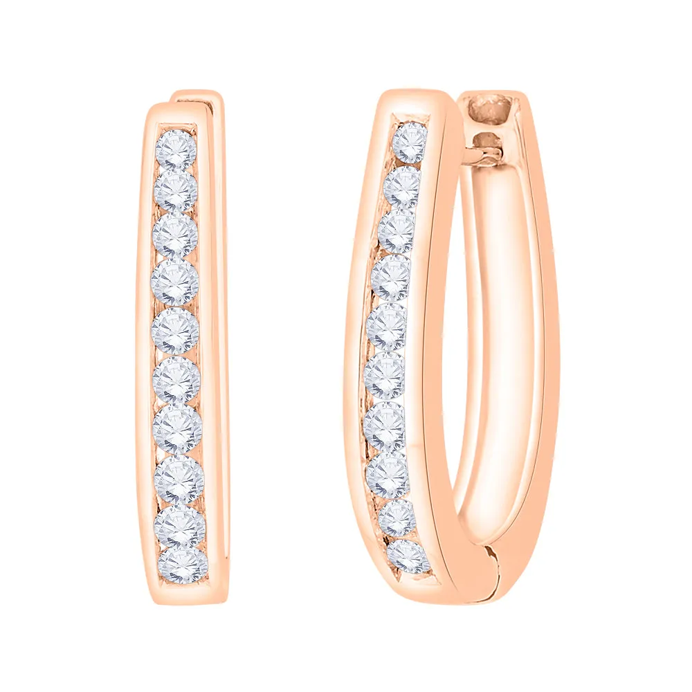 KATARINA 1/2 cttw Channel Set U-Shape Diamond Hoop Earrings