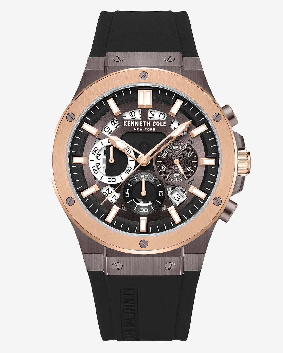 Kenneth Cole New York Two-Tone Chronograph Black Silicone Dress Sport Watch
