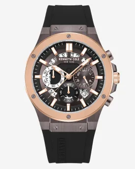 Kenneth Cole New York Two-Tone Chronograph Black Silicone Dress Sport Watch