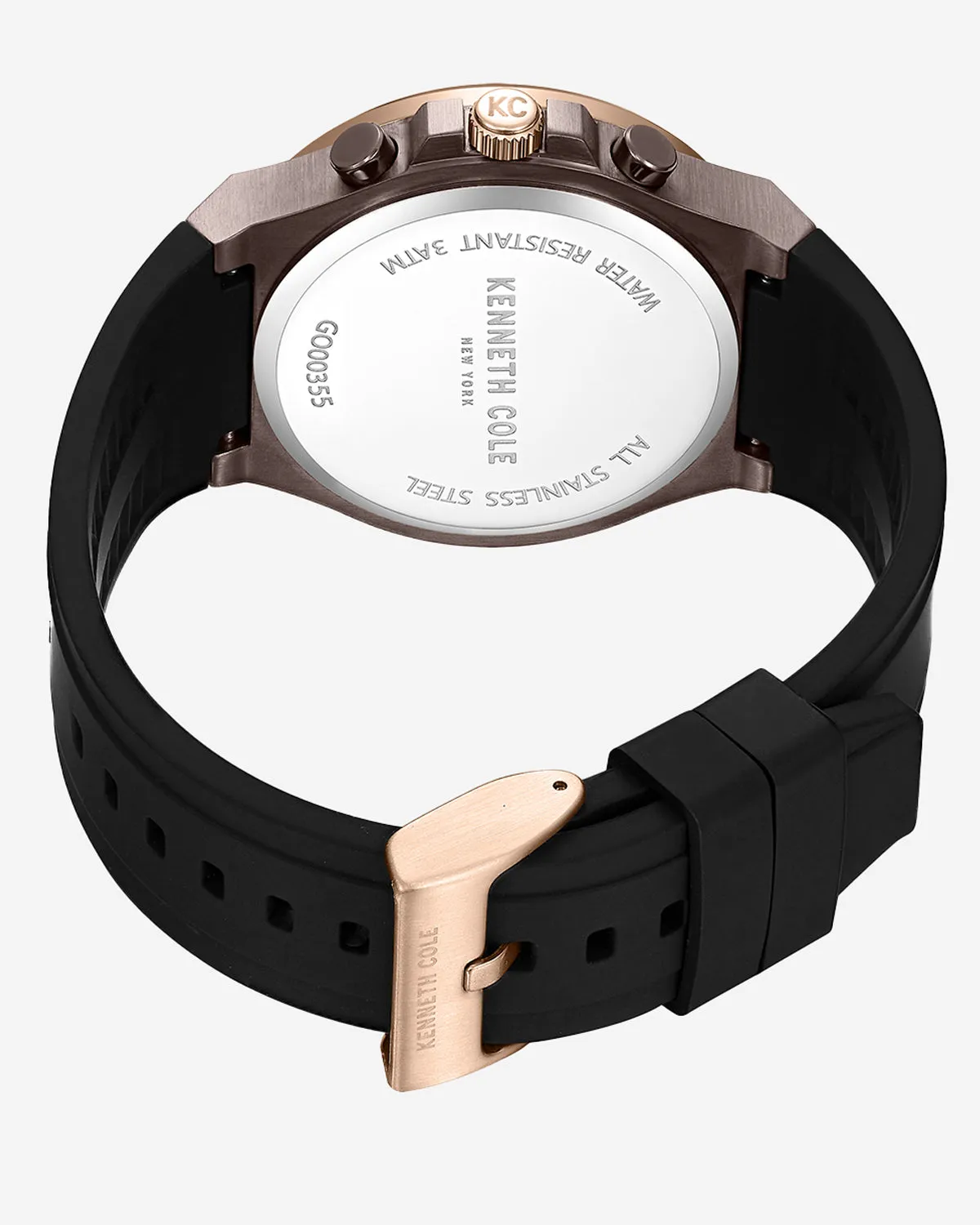 Kenneth Cole New York Two-Tone Chronograph Black Silicone Dress Sport Watch