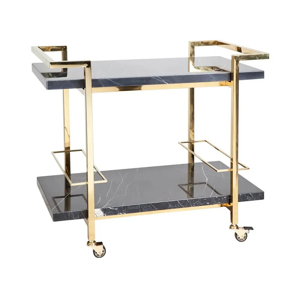 Kensington Drinks Trolley - Black & Gold
