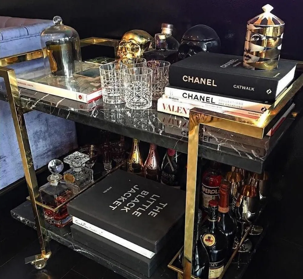 Kensington Drinks Trolley - Black & Gold