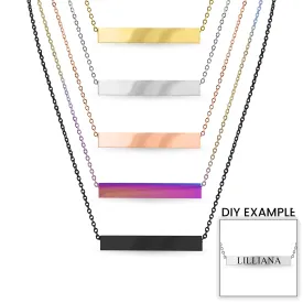 Large Square 4-Sided Horizontal Bar Polished Stainless Steel Necklace / SBB0302