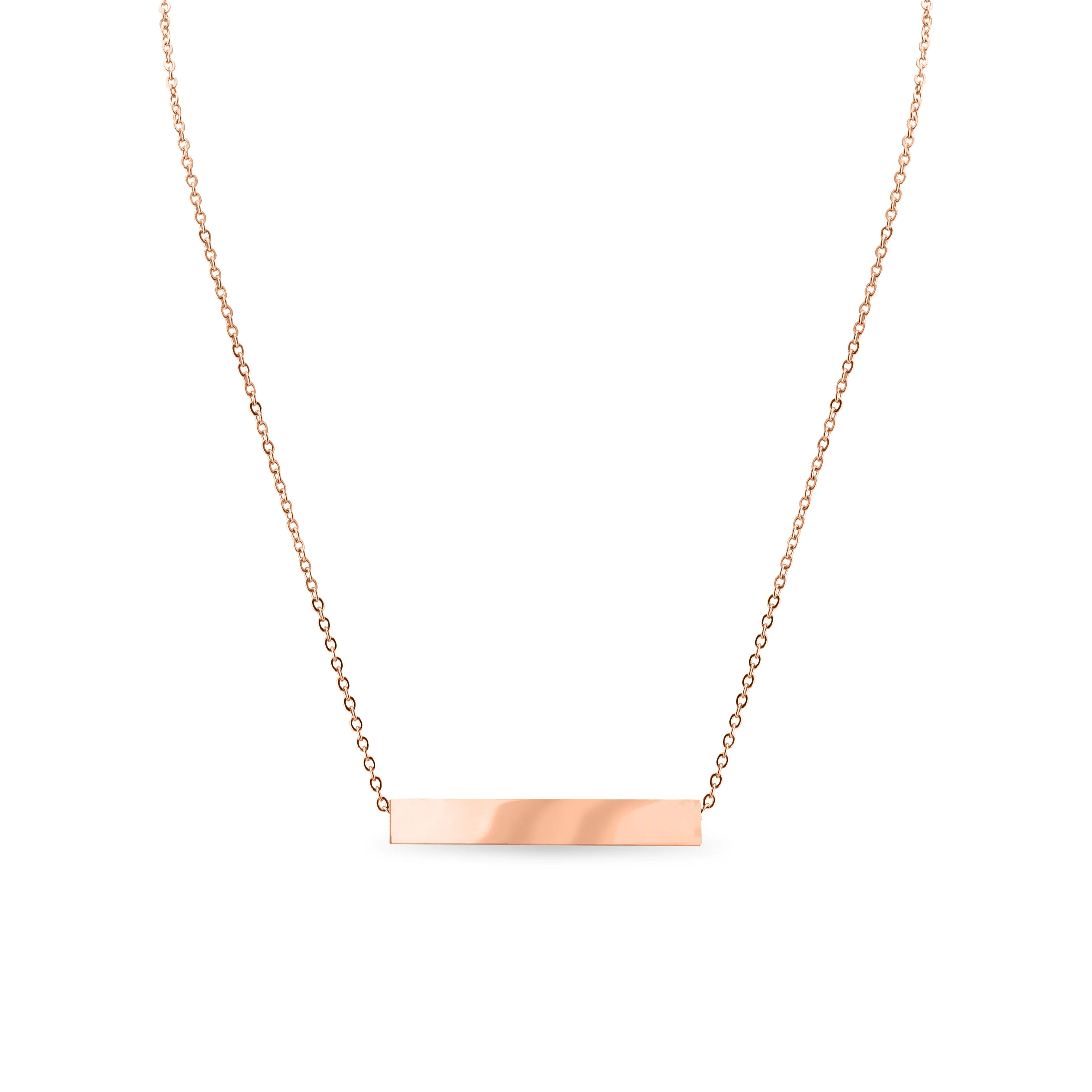 Large Square 4-Sided Horizontal Bar Polished Stainless Steel Necklace / SBB0302
