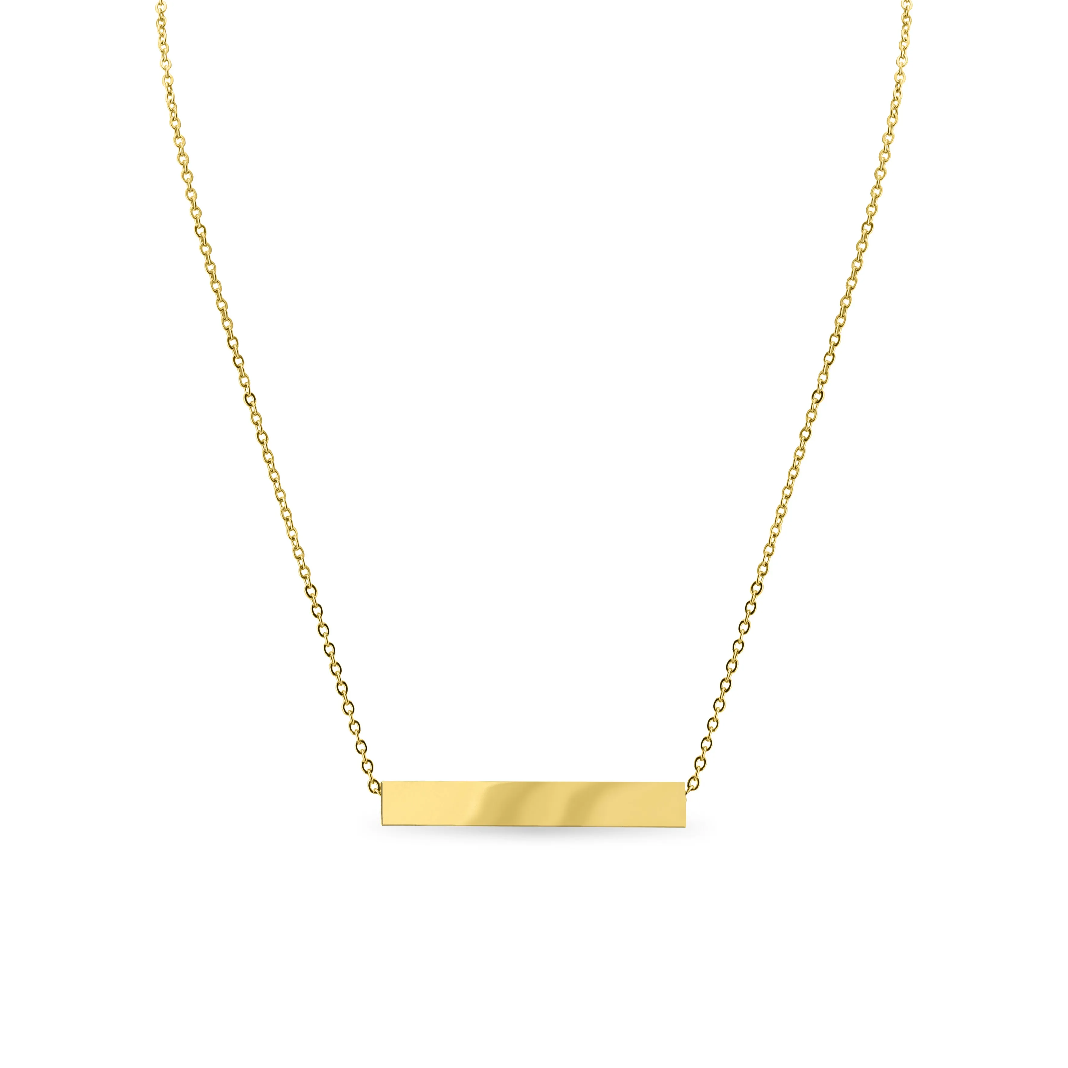 Large Square 4-Sided Horizontal Bar Polished Stainless Steel Necklace / SBB0302
