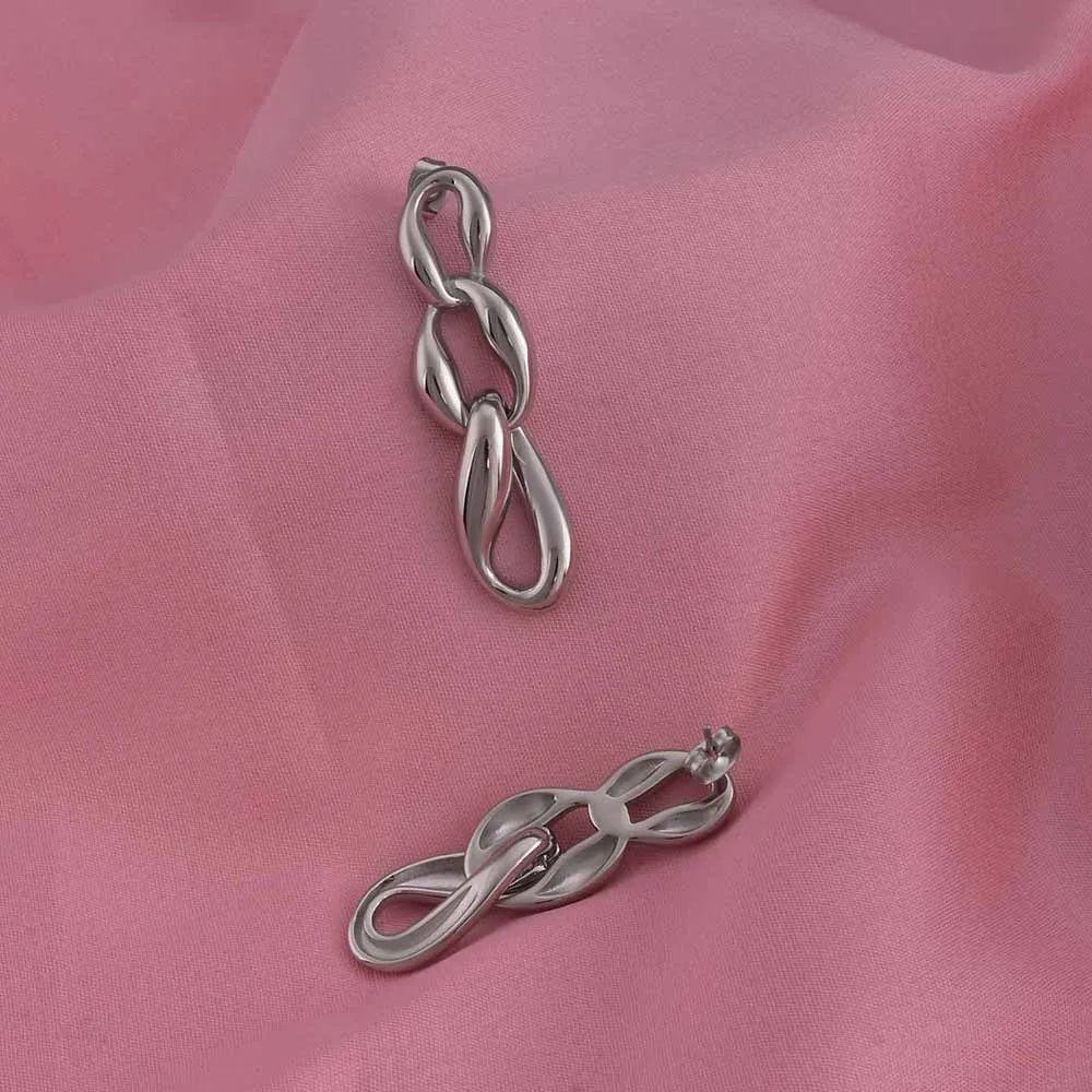 Linked Silver Chain Drop Earrings