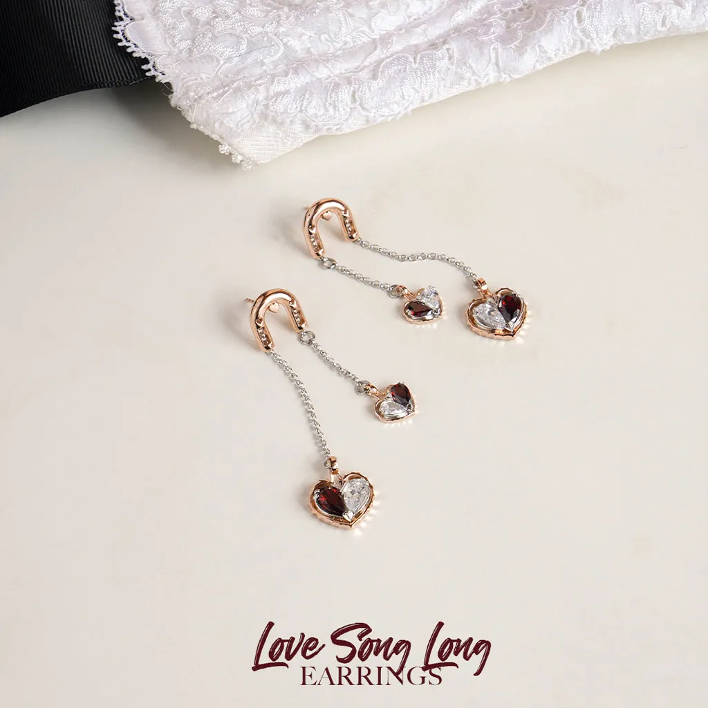 Love Song Long Earrings [Red gems]