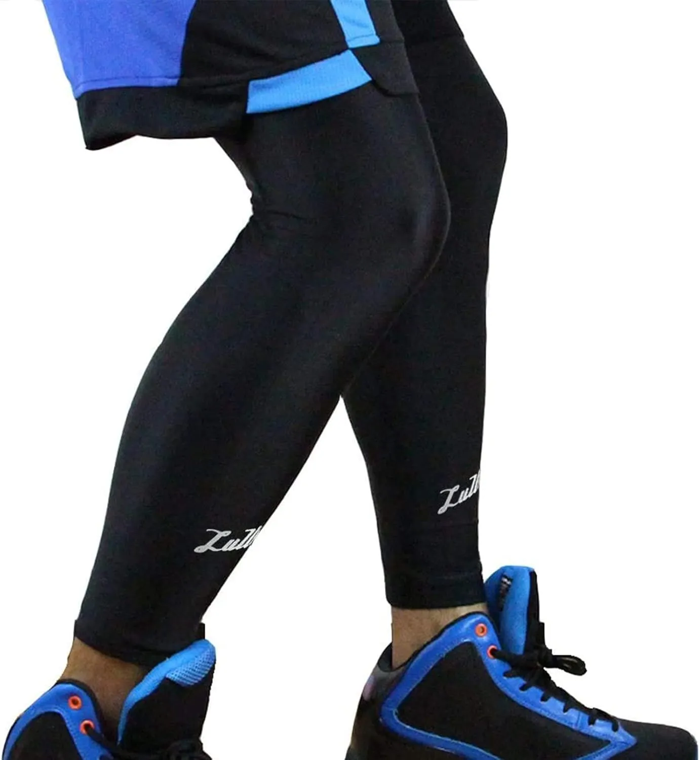 Luwint Long Compression Leg Sleeves for Women Men Comfortable and Non-Slip UV Protection Leg Knee Brace Supports for Sports Basketball Running Cycling, Black, 1 Pair (Medium)