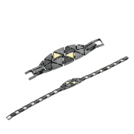 Men's Ruthenium Bracelet In 14k Gold With Diamonds