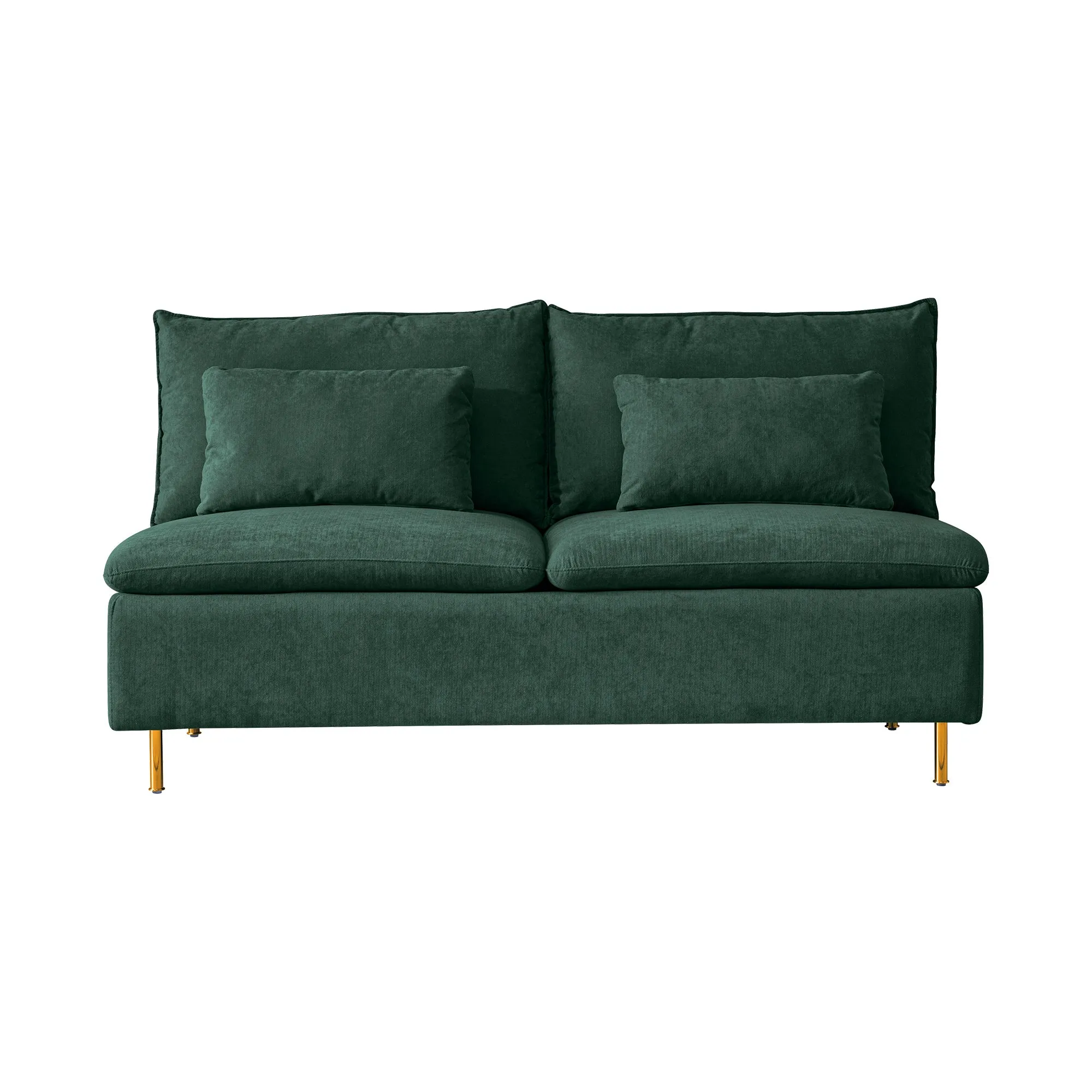 Modern Armless Loveseat Couch;  Armless Settee Bench;  Emerald Cotton Linen-59.8''