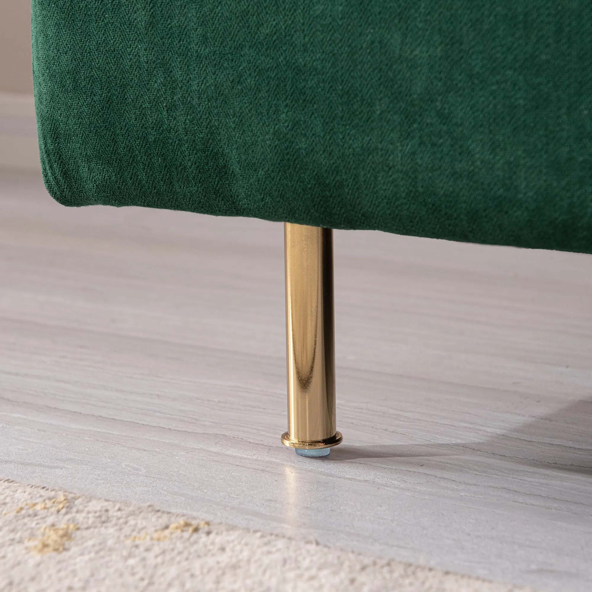 Modern Armless Loveseat Couch;  Armless Settee Bench;  Emerald Cotton Linen-59.8''