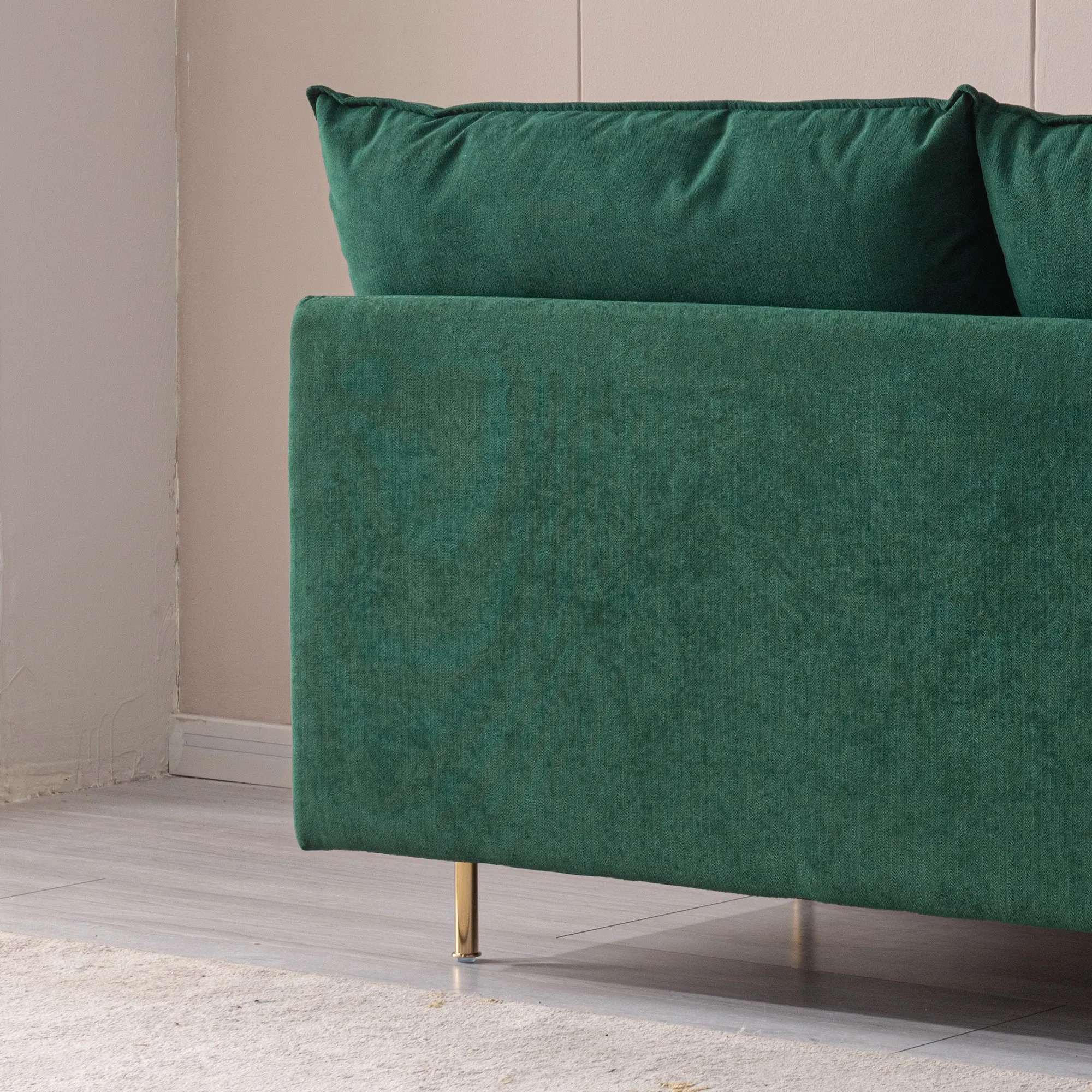 Modern Armless Loveseat Couch;  Armless Settee Bench;  Emerald Cotton Linen-59.8''