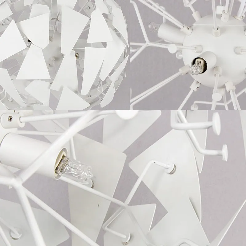 Modern Flower Shape Chandelier Pendant Light - Metal, 12 Lights, Hanging Ceiling Light in White