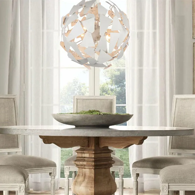 Modern Flower Shape Chandelier Pendant Light - Metal, 12 Lights, Hanging Ceiling Light in White