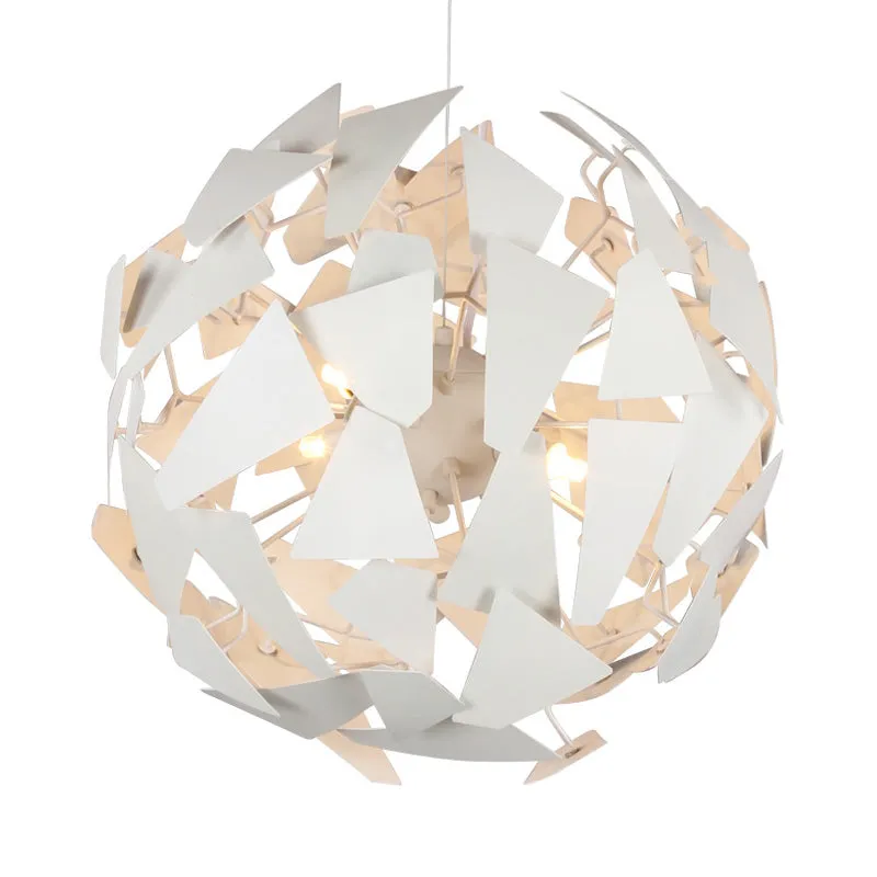Modern Flower Shape Chandelier Pendant Light - Metal, 12 Lights, Hanging Ceiling Light in White