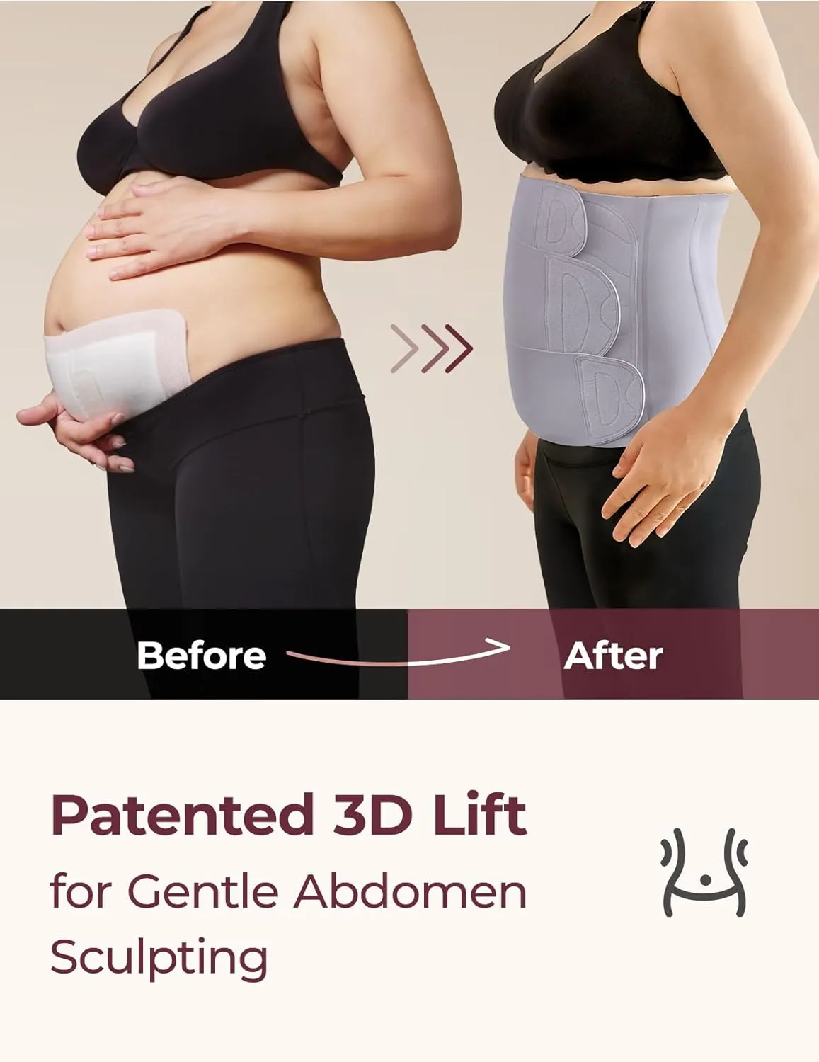 Momcozy Ergowrap Postpartum Belly Band, 3D Abdomen Lifting & Ergonomic Back Support Abdominal Binder, Seamless & Invisible Wrap Shapewear for Postpartum C-Section Recovery, Daily Wear, Exercise