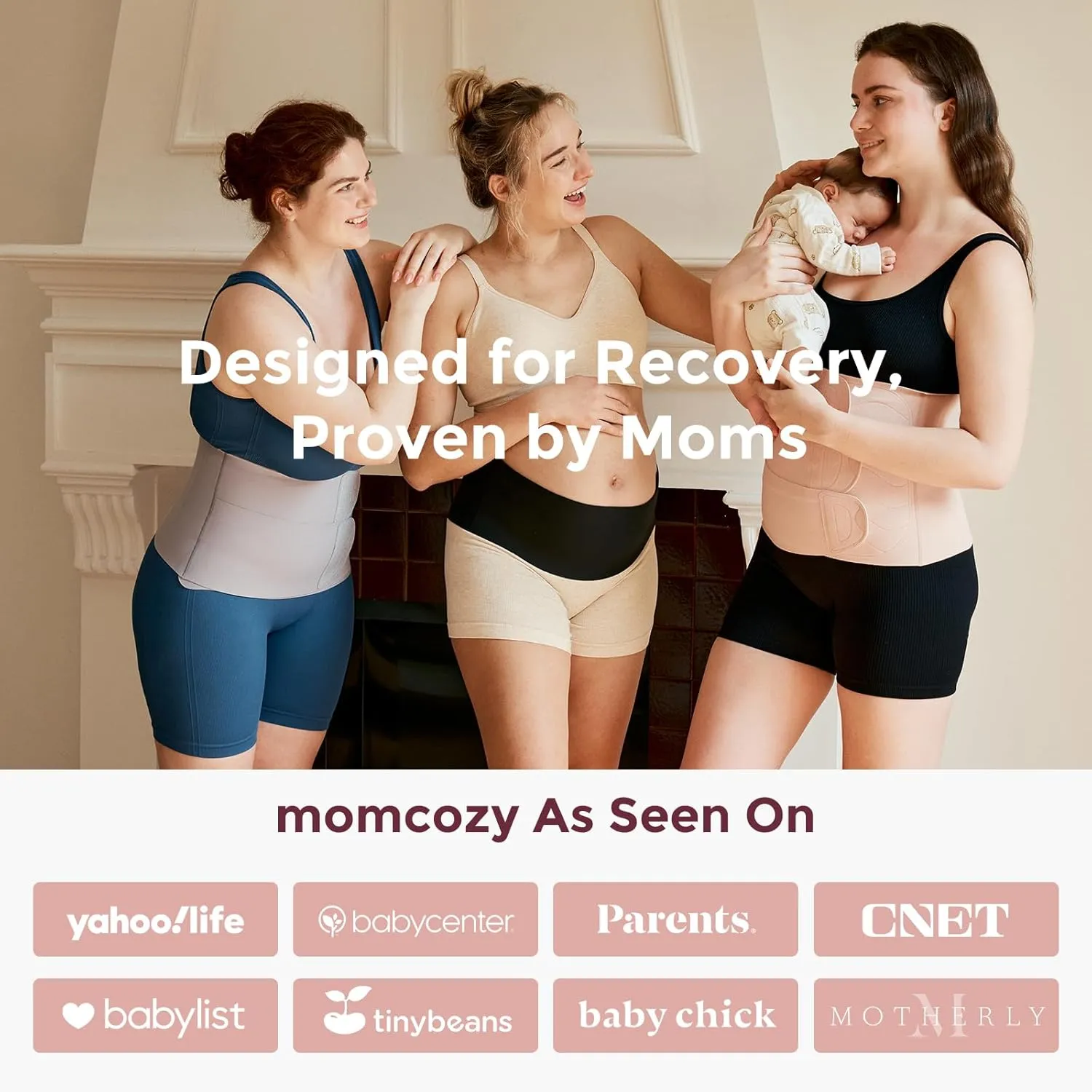Momcozy Ergowrap Postpartum Belly Band, 3D Abdomen Lifting & Ergonomic Back Support Abdominal Binder, Seamless & Invisible Wrap Shapewear for Postpartum C-Section Recovery, Daily Wear, Exercise