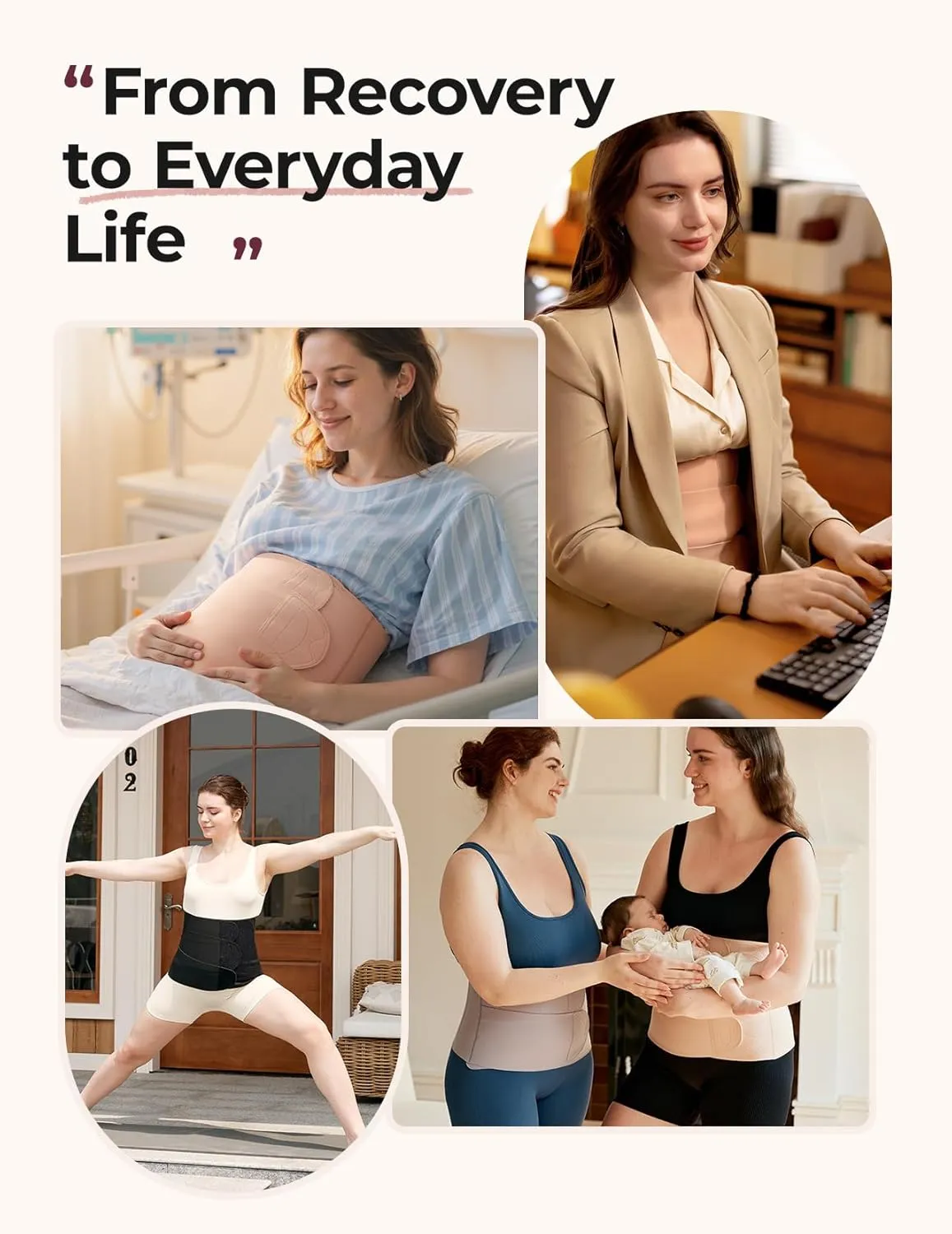 Momcozy Ergowrap Postpartum Belly Band, 3D Abdomen Lifting & Ergonomic Back Support Abdominal Binder, Seamless & Invisible Wrap Shapewear for Postpartum C-Section Recovery, Daily Wear, Exercise