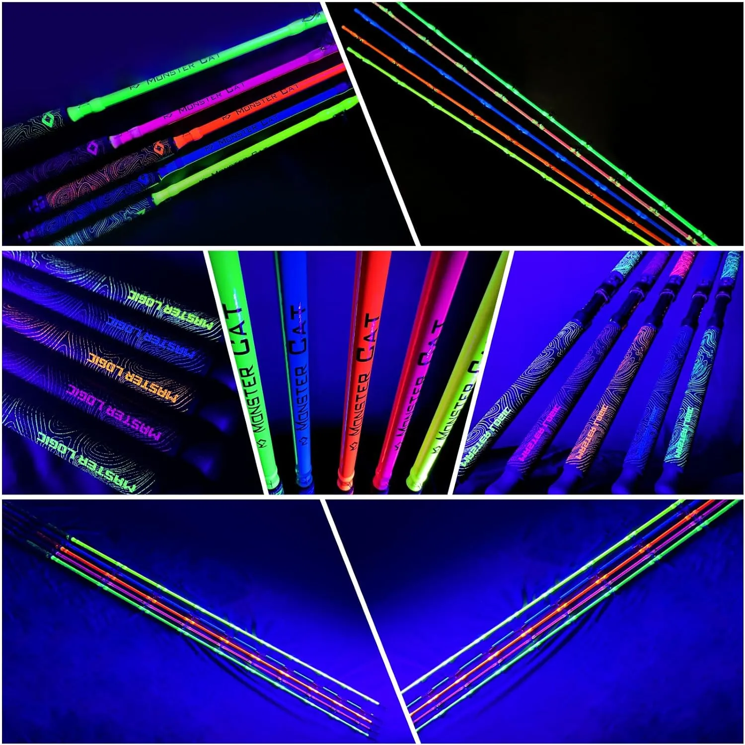 Monster Catfish Rod, 1 Piece 7 Glow in The Dark Catfishing Casting Rods Durable S-Glass and Carbon Graphite Catfish Fishing Pole Super Grip with EVA Foam Medium Heavy