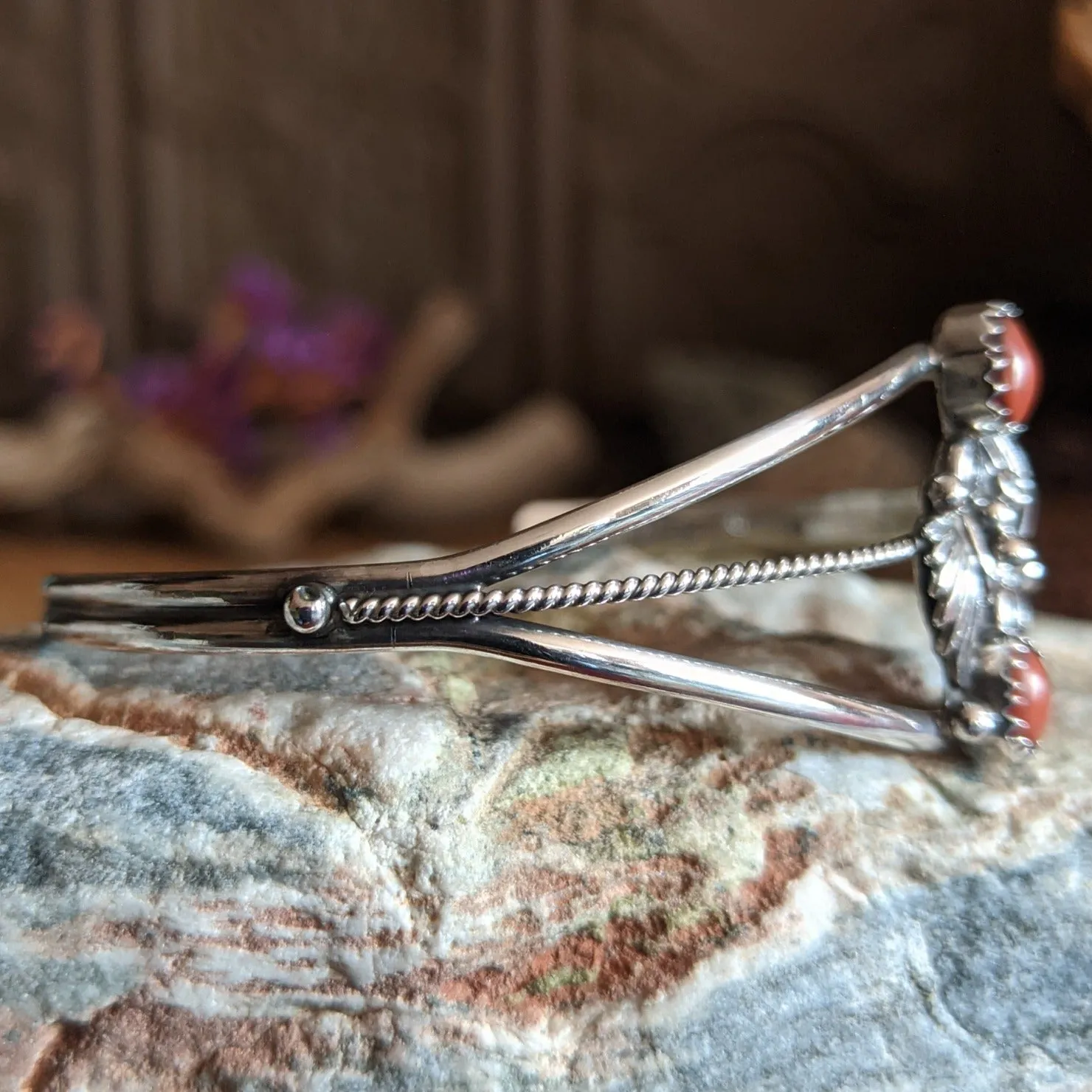 Navajo Made Red Coral Cuff GJ-BRC-0088
