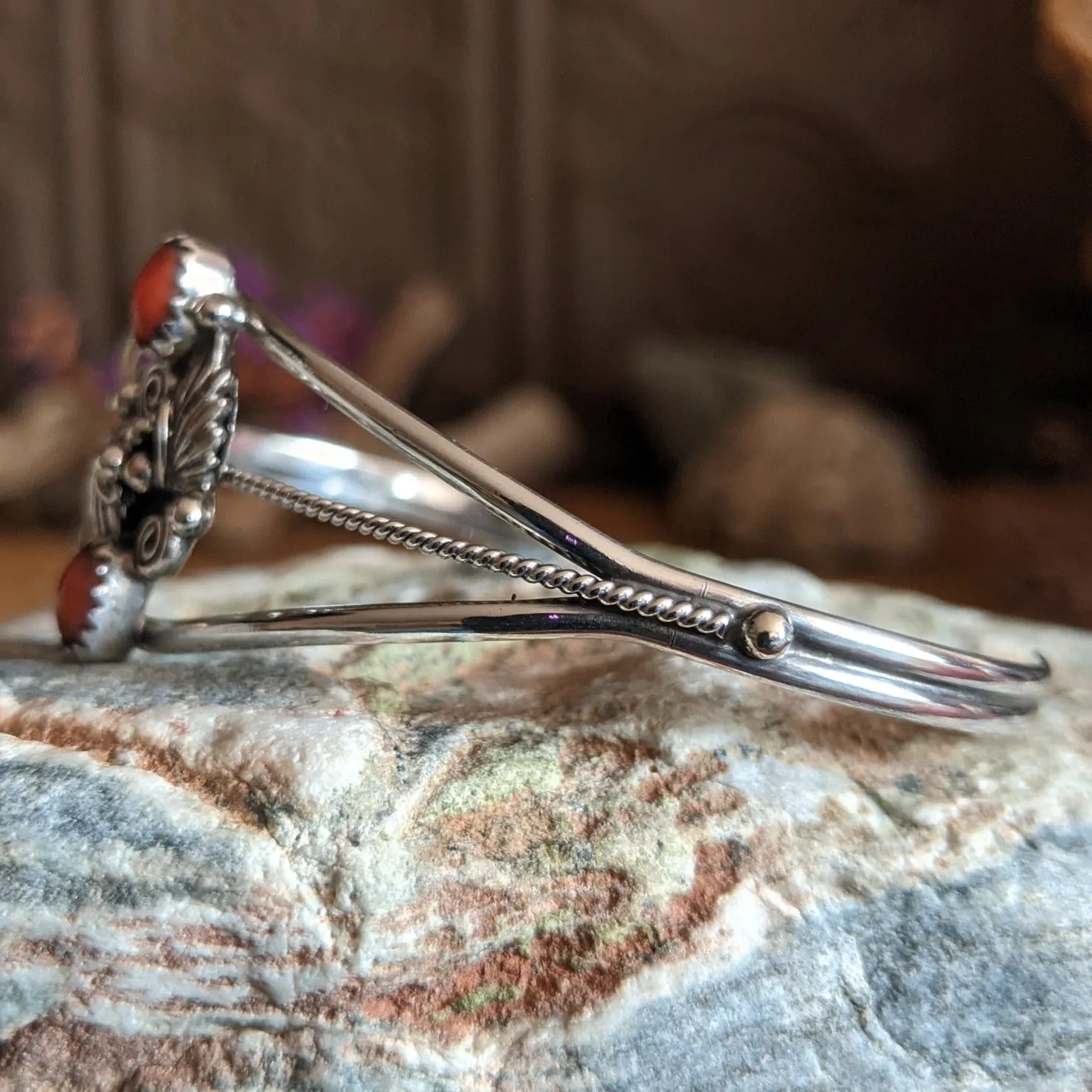 Navajo Made Red Coral Cuff GJ-BRC-0088