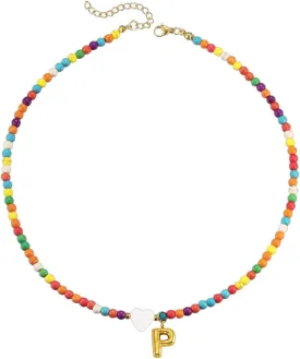 Necklaces with Bubble Style Initial Letter, Beaded Choker Necklace, Small Gifts for Women Pendant Necklace