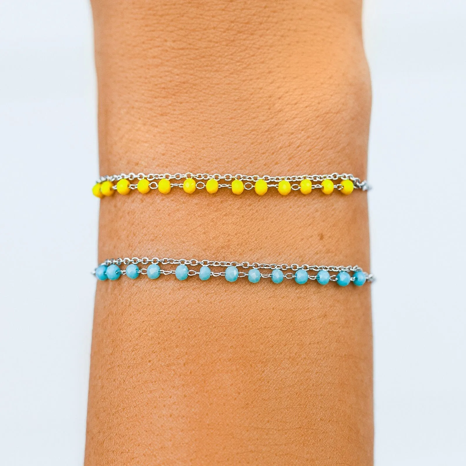 Neon Blue Chain Slider Bracelet