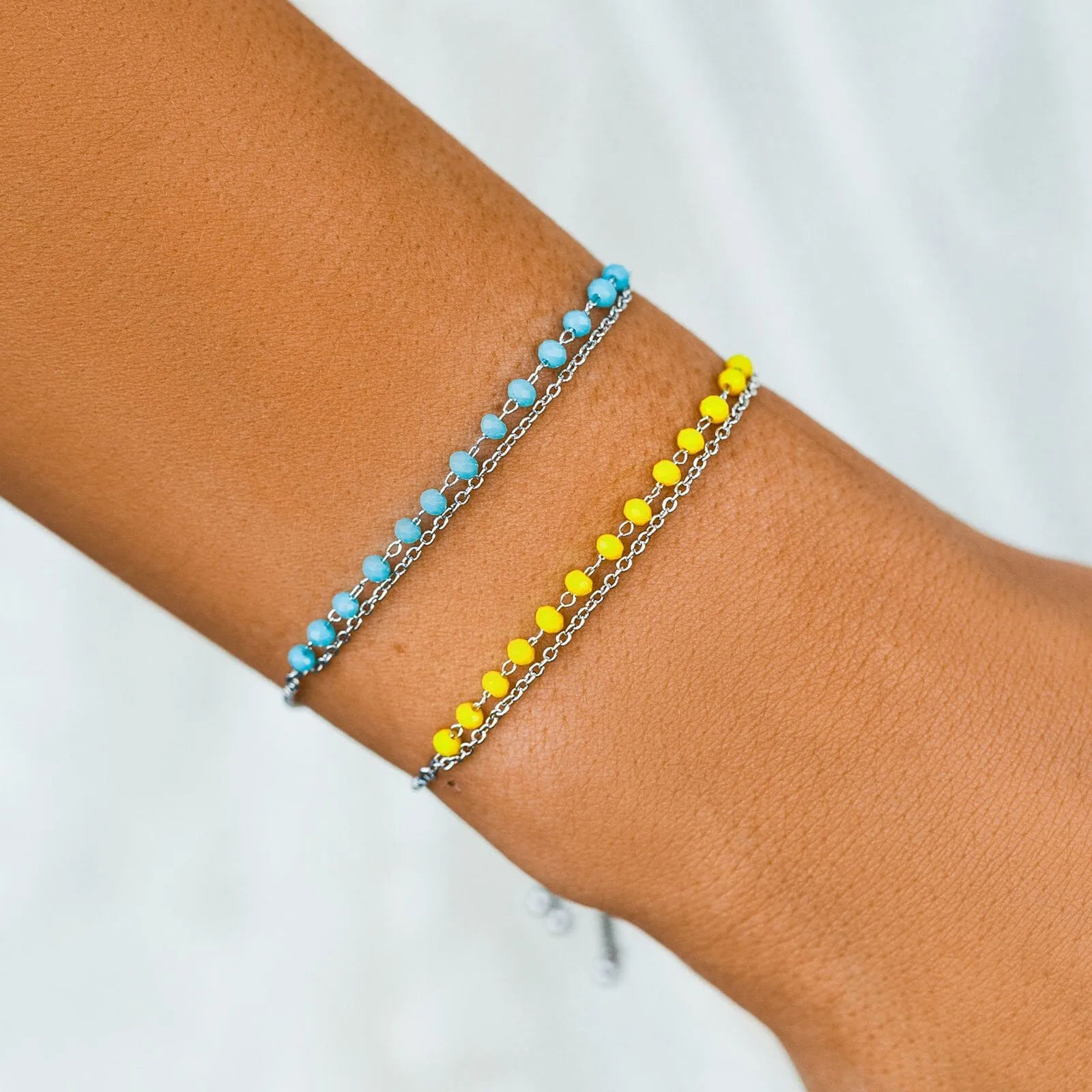 Neon Blue Chain Slider Bracelet