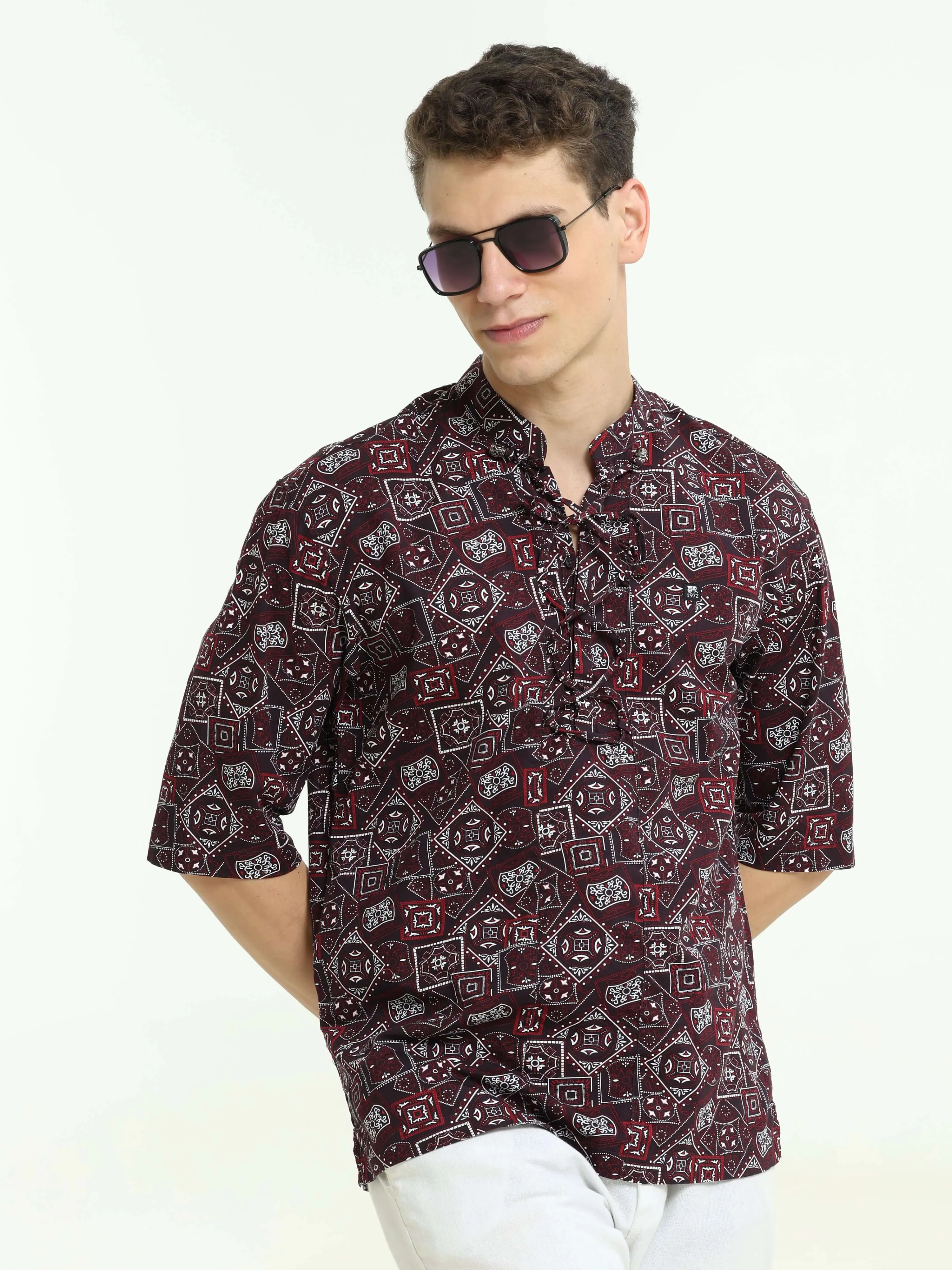 Oversized purple colour printed kurta