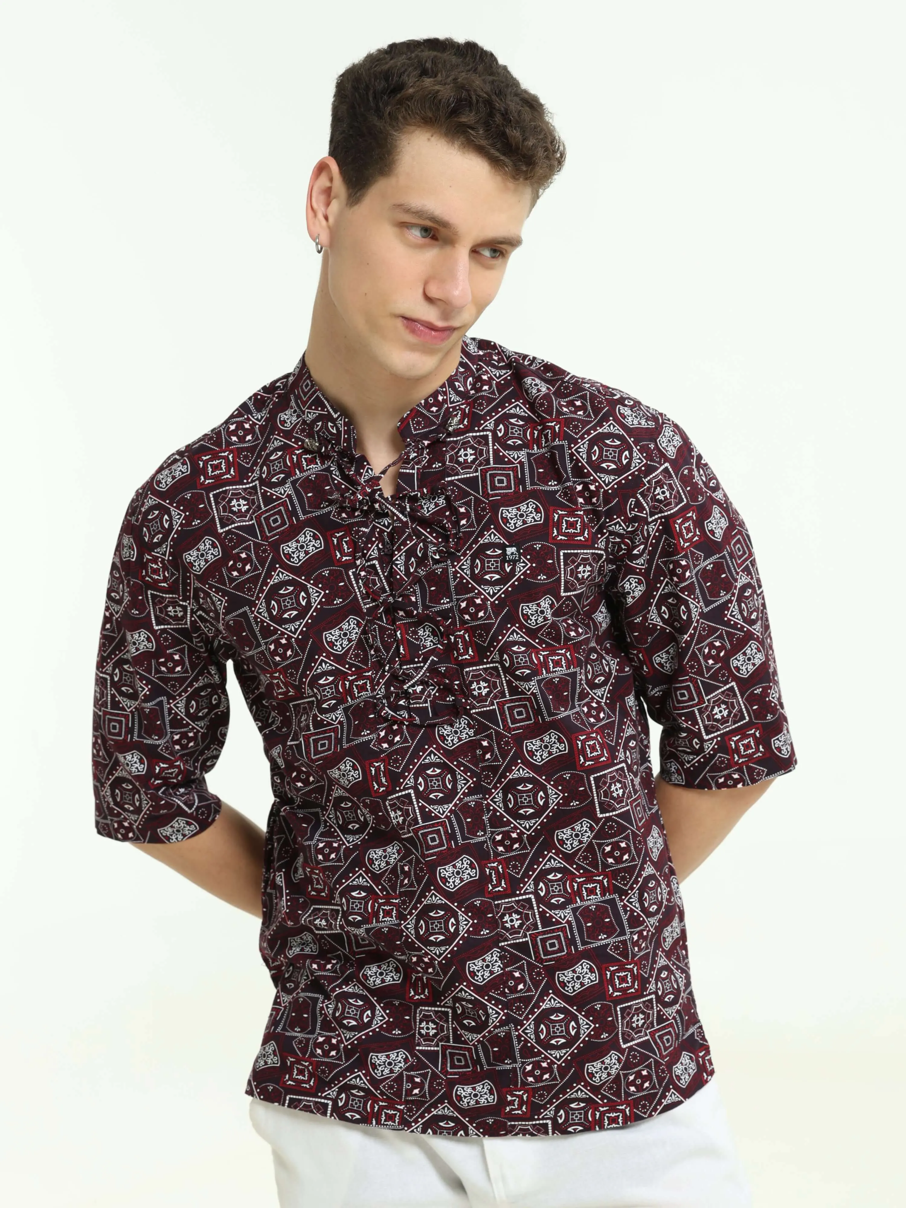 Oversized purple colour printed kurta