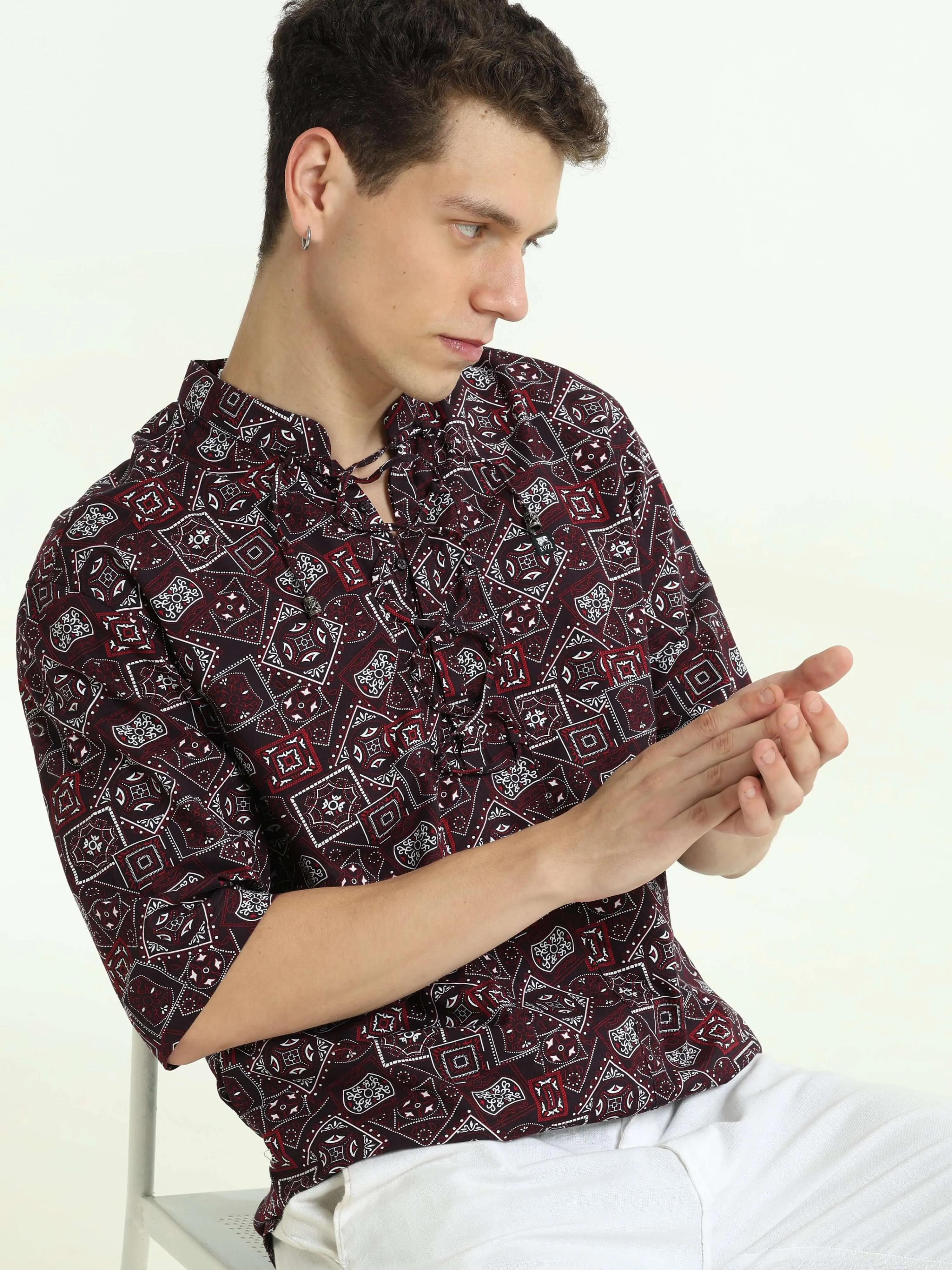 Oversized purple colour printed kurta