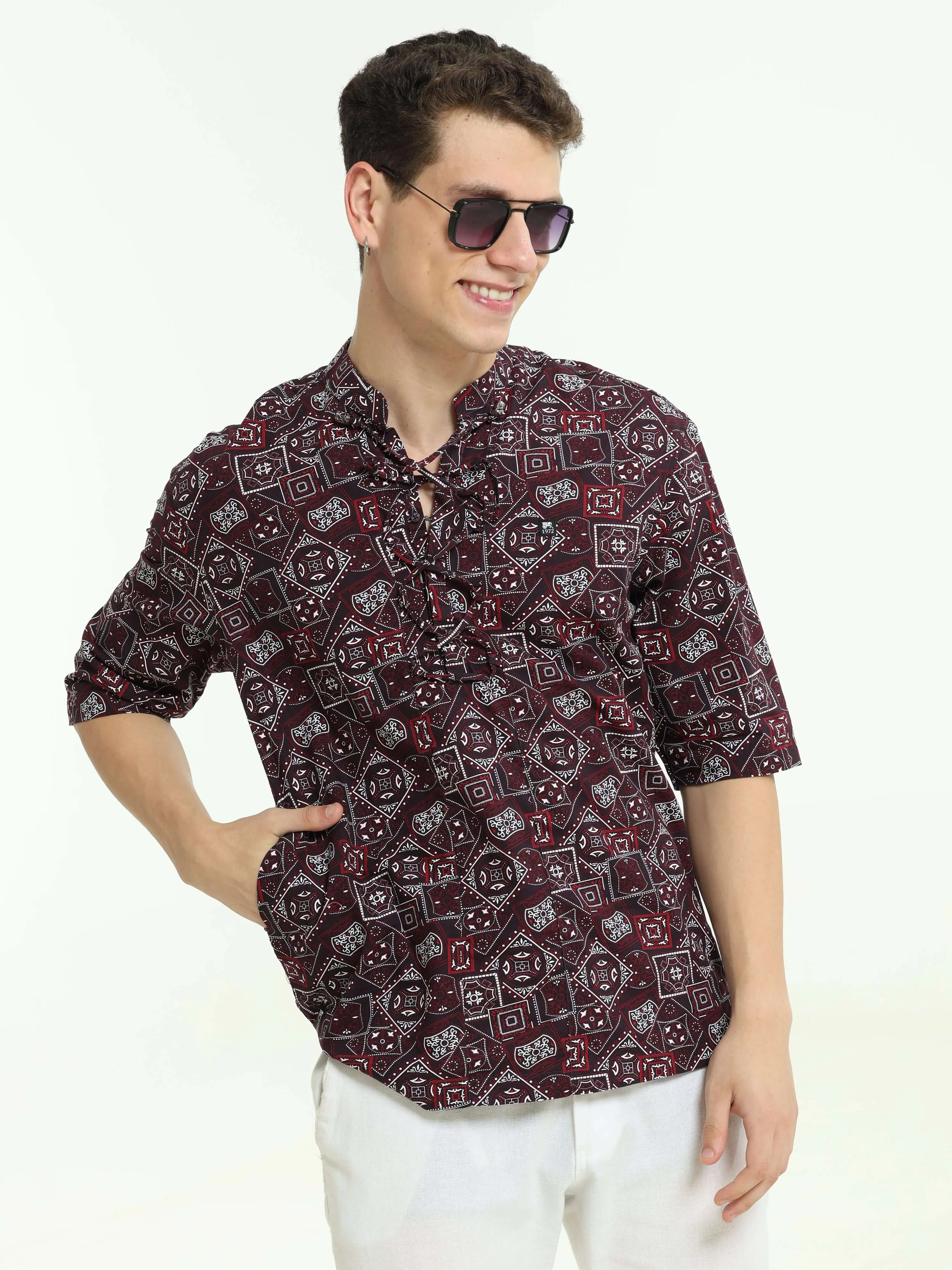 Oversized purple colour printed kurta