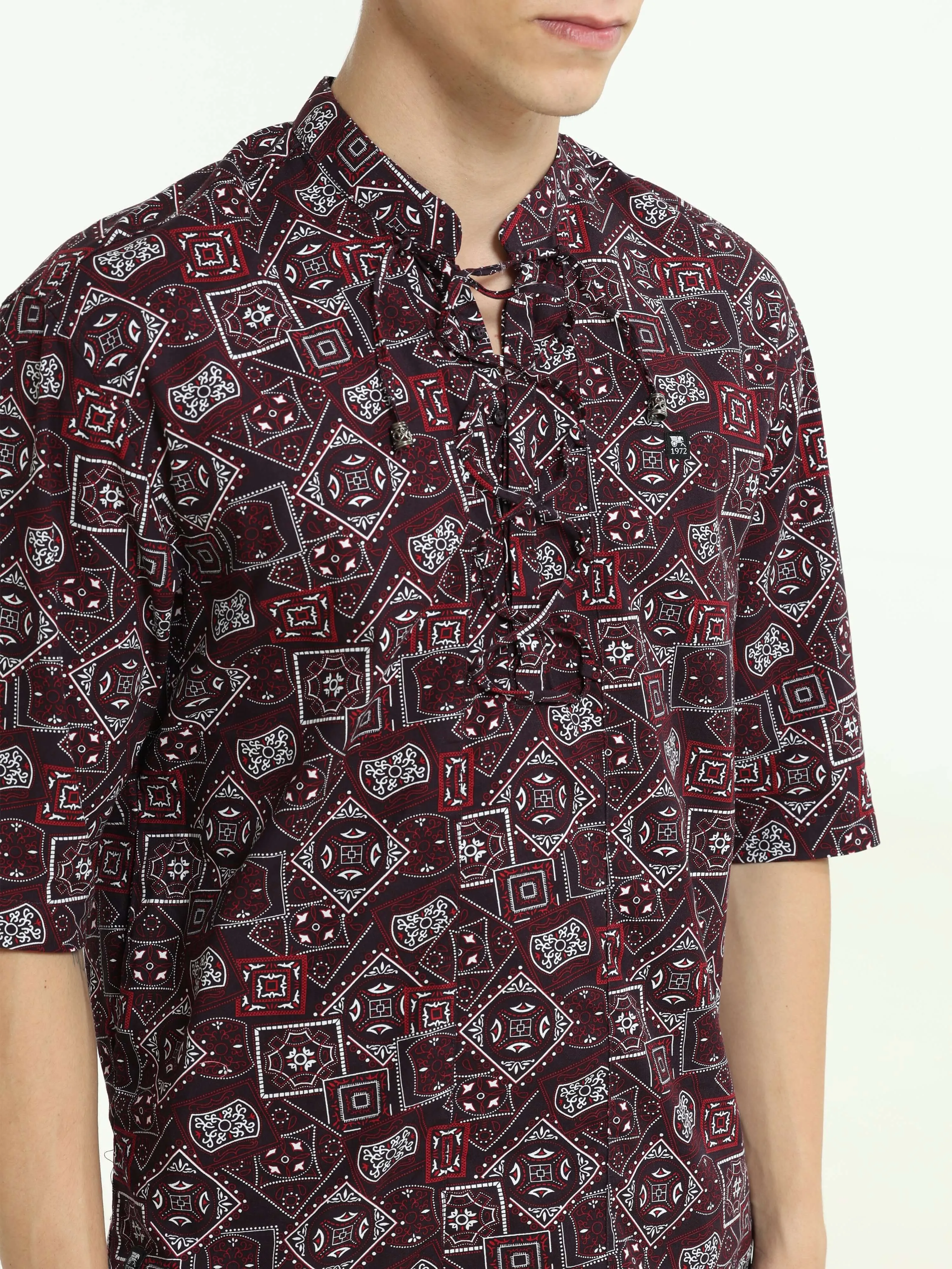 Oversized purple colour printed kurta