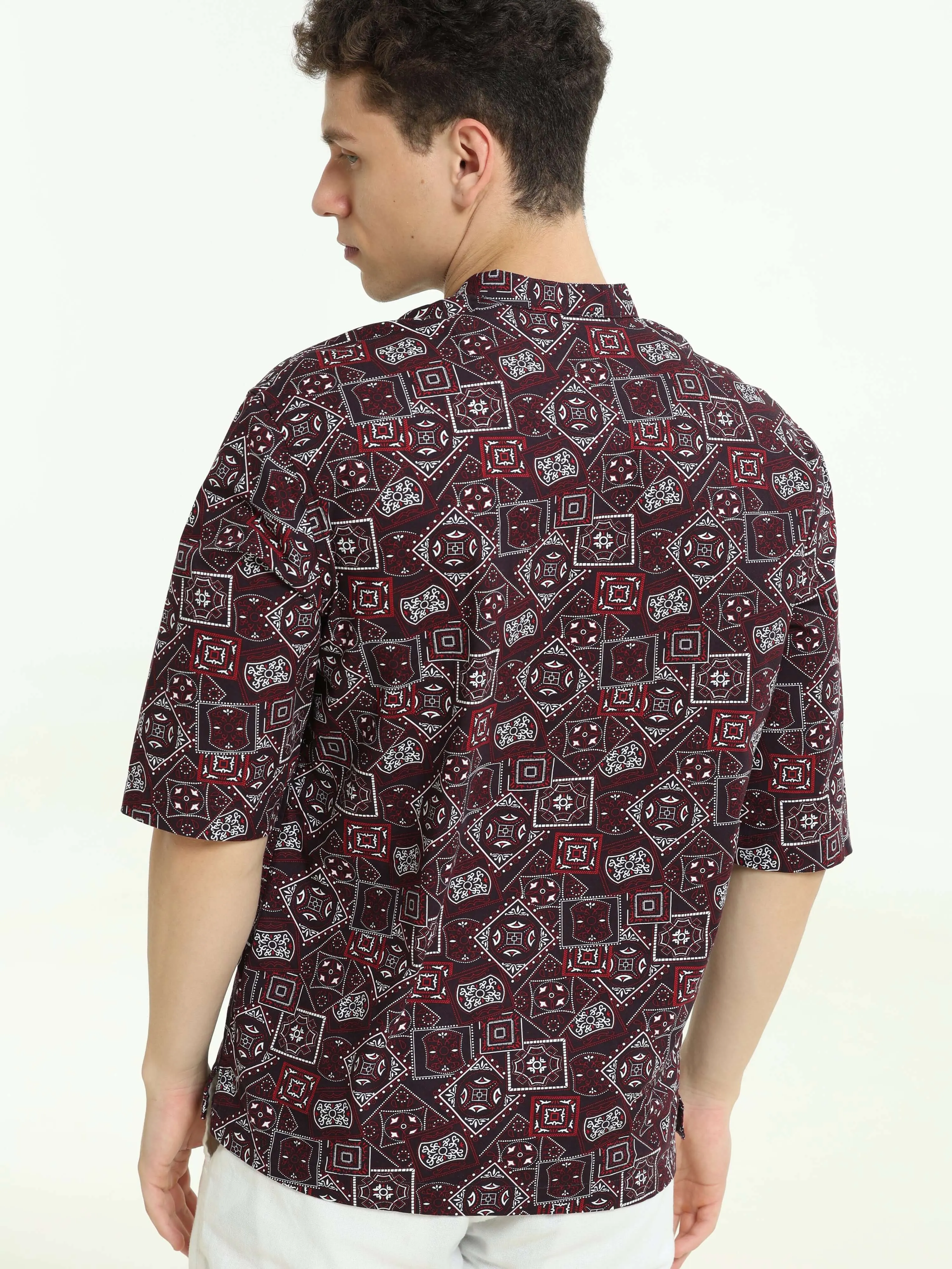 Oversized purple colour printed kurta