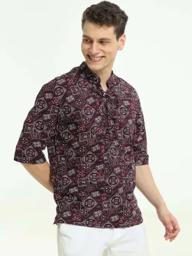 Oversized purple colour printed kurta
