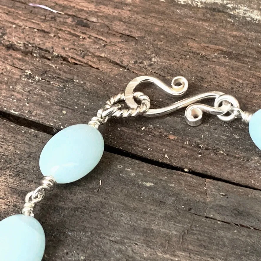 Pale blue Amazonite and Sterling silver bracelet