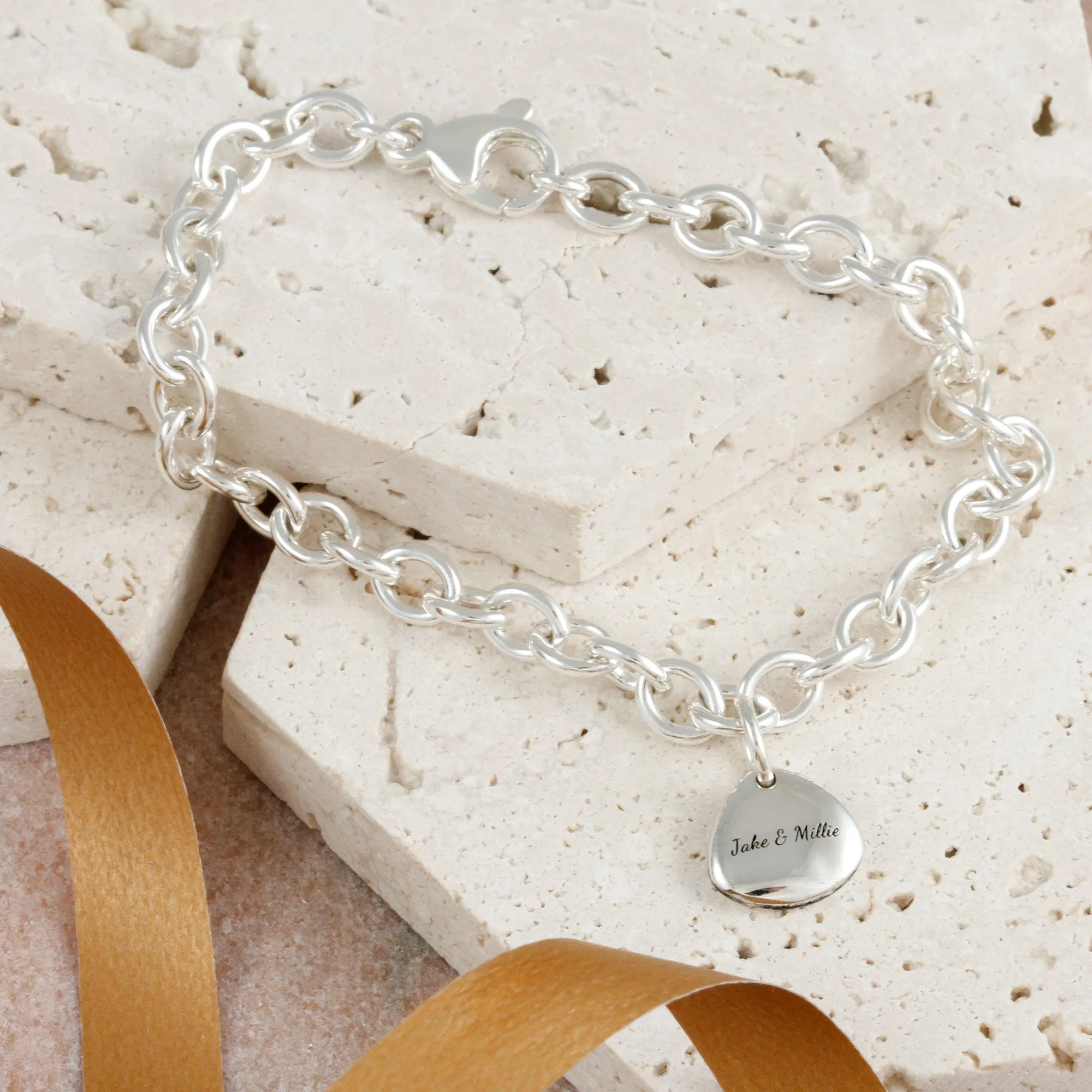 Pet Paw Print Personalised Silver Charm