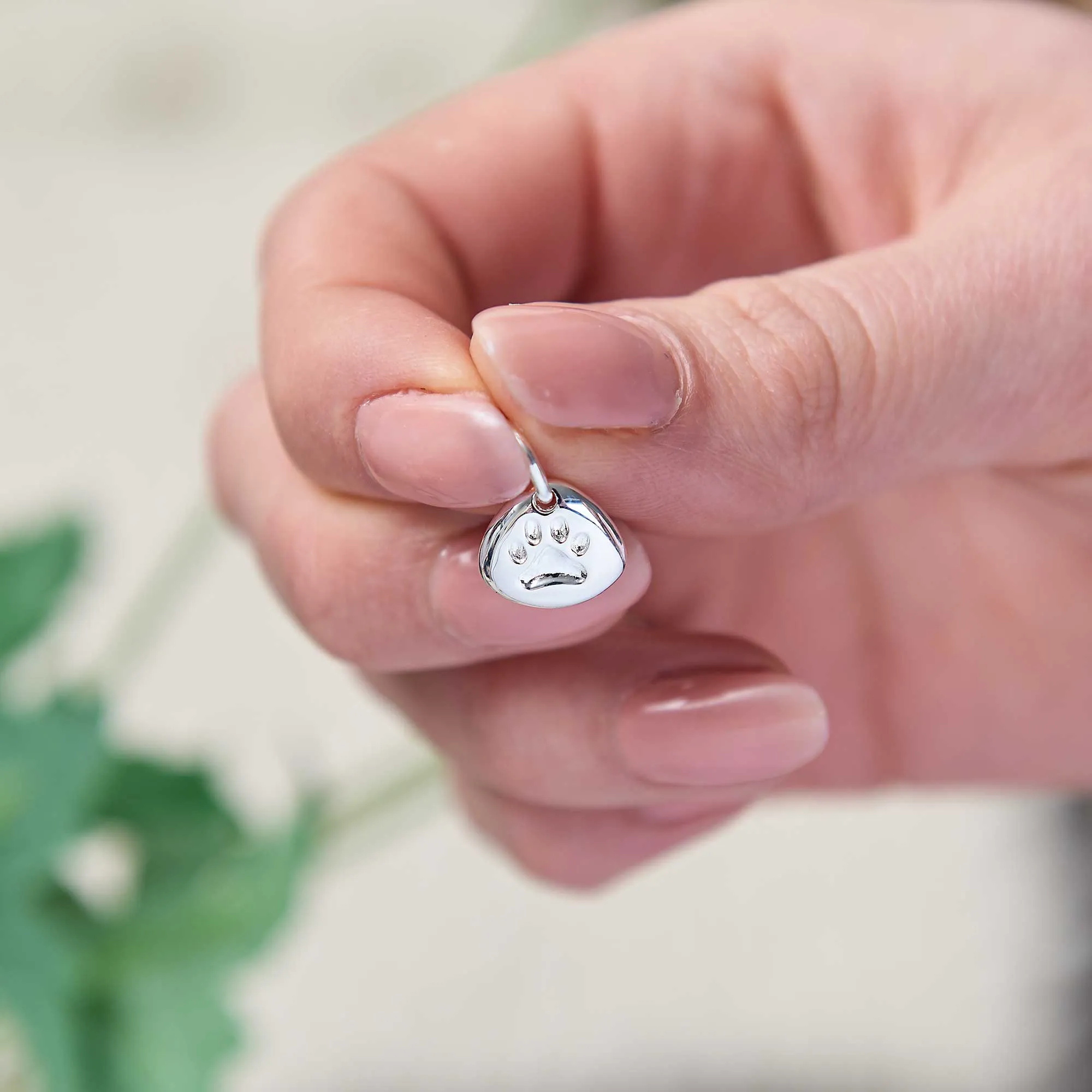 Pet Paw Print Personalised Silver Charm