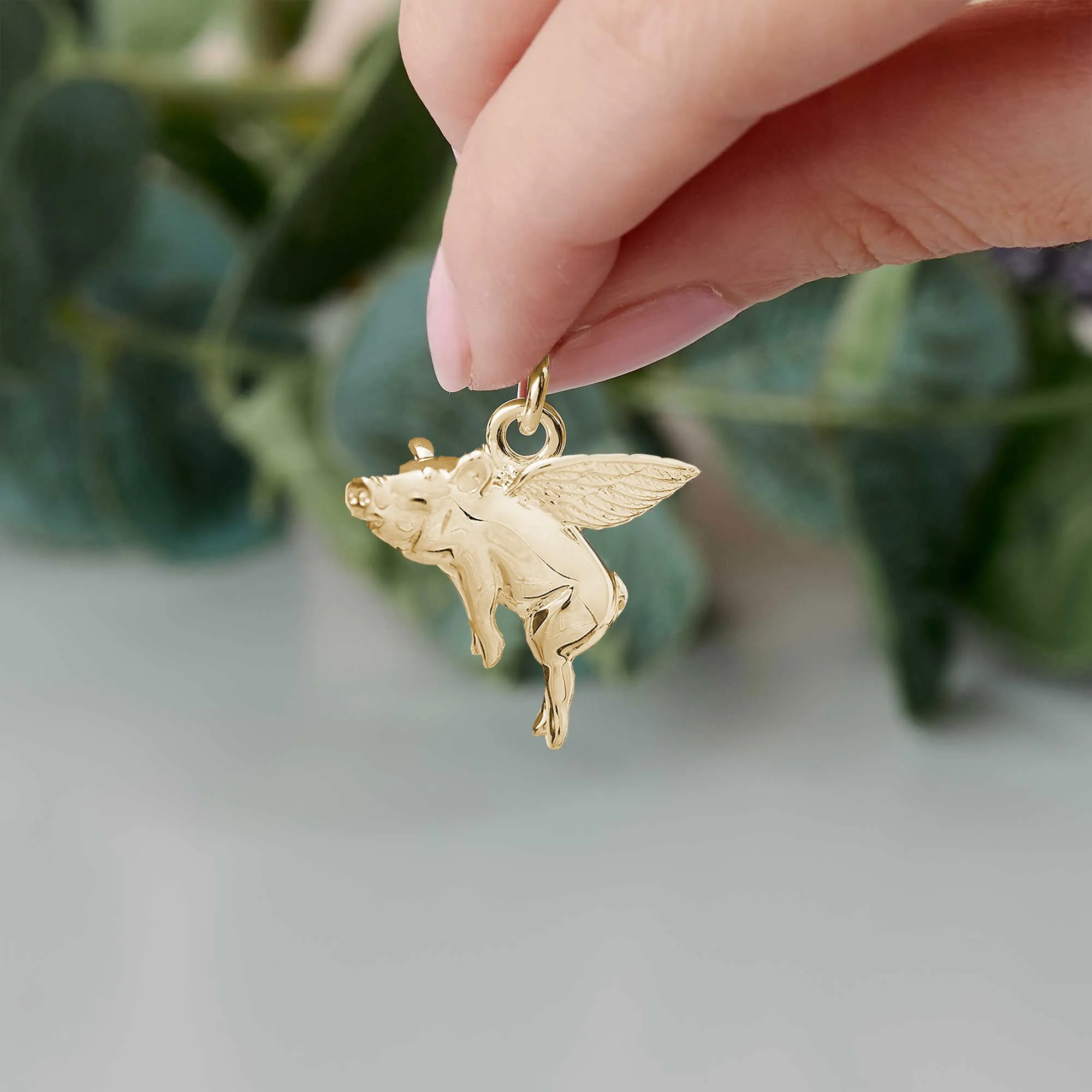 Pigs Might Fly Solid Gold Charm