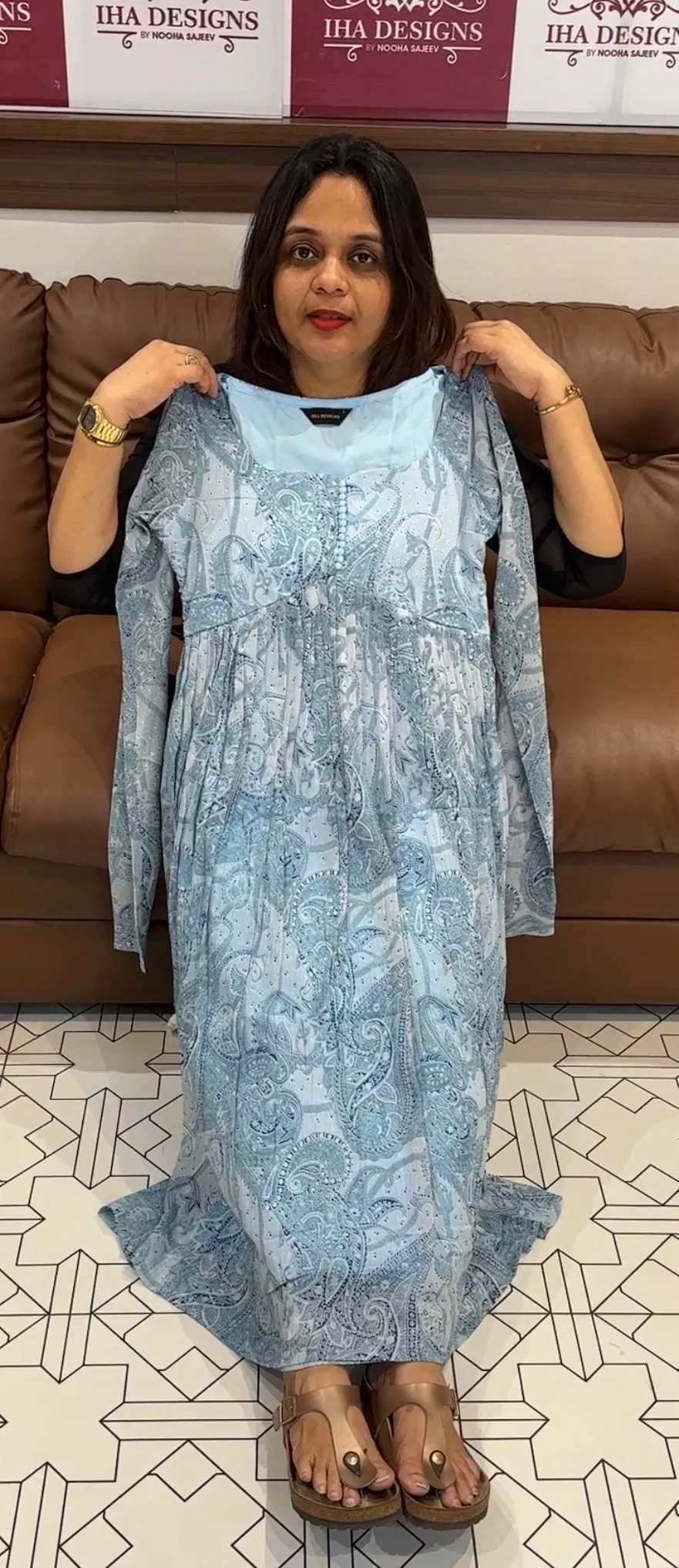PRINTED GEORGETTE  TOP - IHA 14080