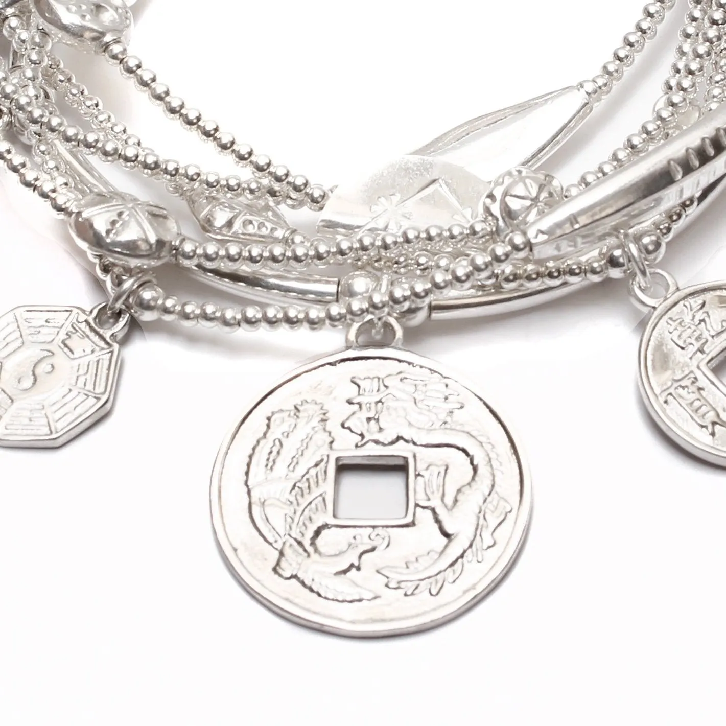 Stack of 6 Prosperity Lucky Coin Bracelet: Optimized Title