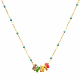 Rainbow Enamel Charm Necklace