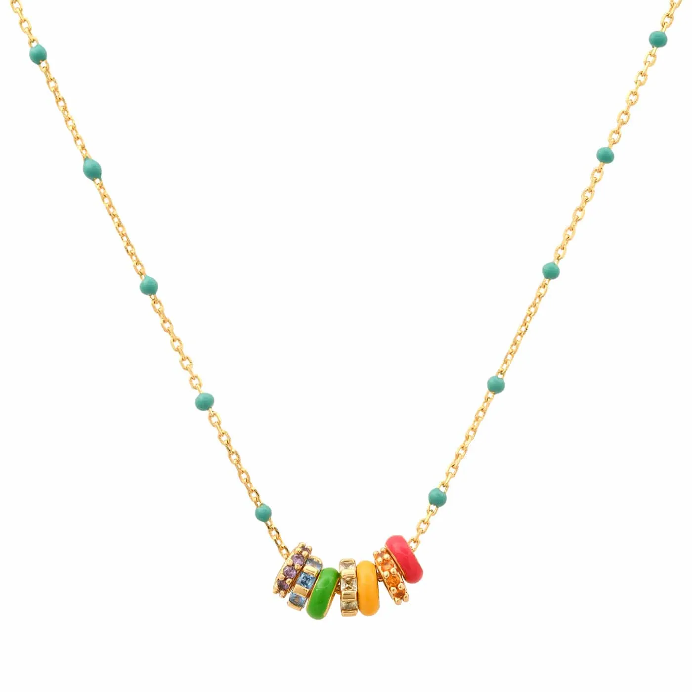 Rainbow Enamel Charm Necklace