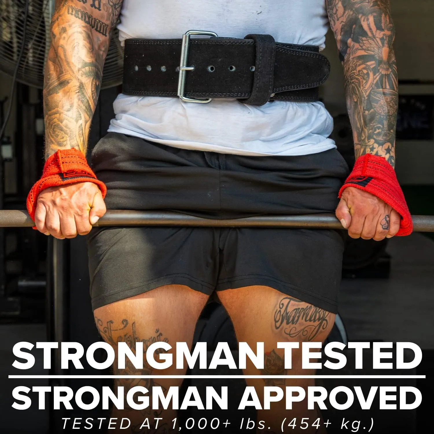 SERIOUS STEEL FITNESS Red Figure 8 Lifting Straps | Deadlift & Strongman Axle Straps - 3 Sizes